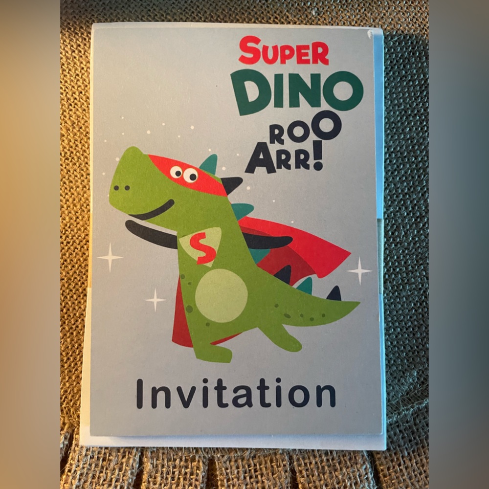Recycled Super Hero Dino Birthday Invitations (20)